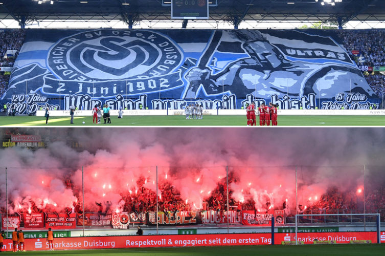 Video MSV Fans zeigen riesige Choreo Pyroshow im Gästeblock liga3